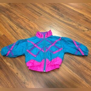 Baby Paris Vintage Teal Pink Purple Windbreaker Zip Up Lightweight Jacket